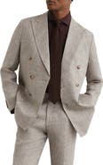 Reiss Amore Linen Double Breasted Suit Blazer