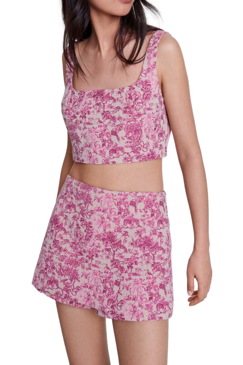 Layered shorts, Alternate, color, Pink jungle canvas
