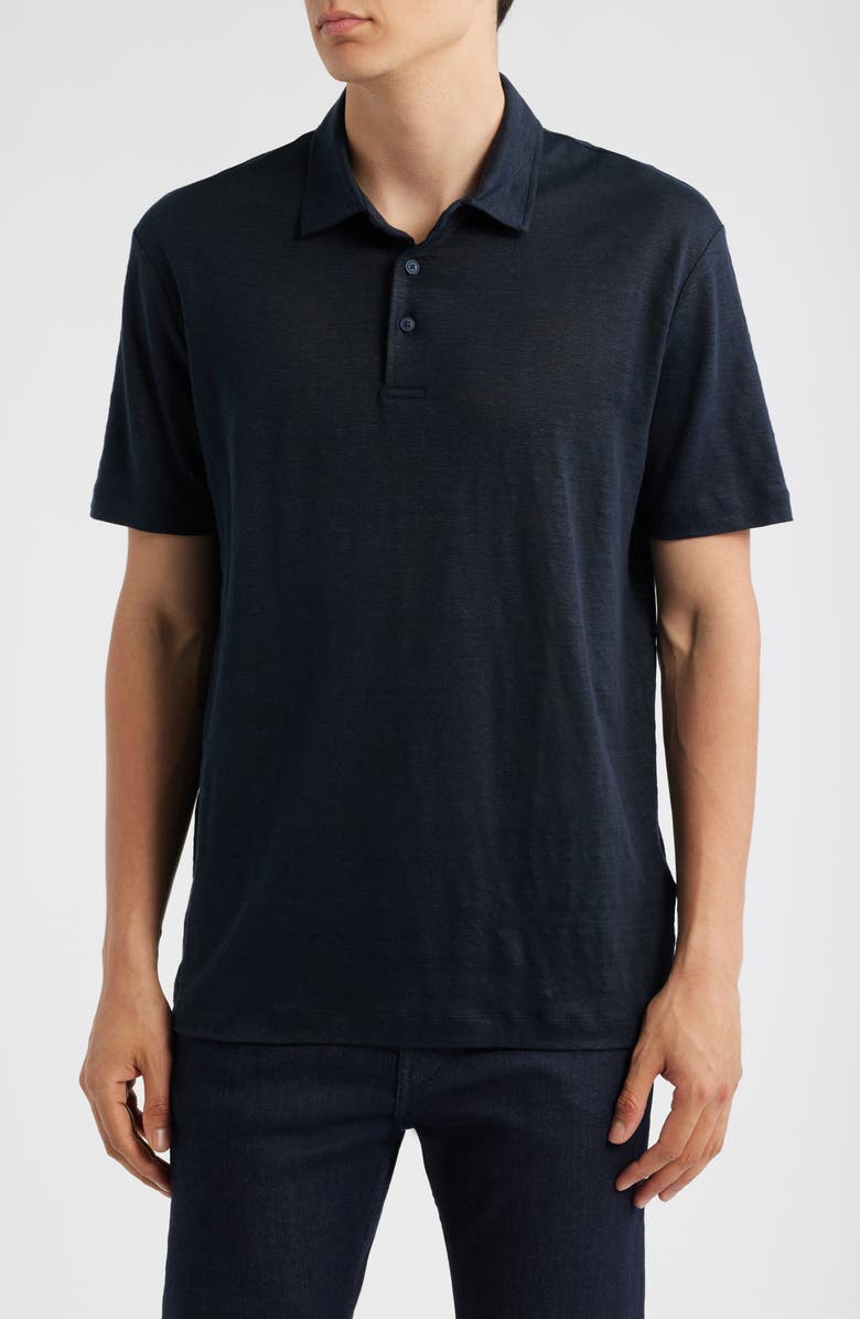 BOSS x Beckham Parris Linen Polo, Main, color, Dark Blue
