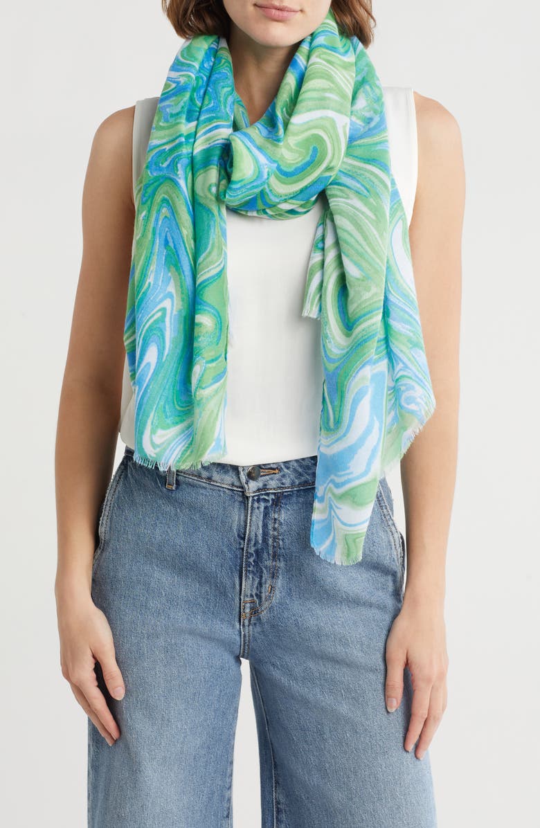 AREA STARS Swirl Print Scarf, Main, color, Green