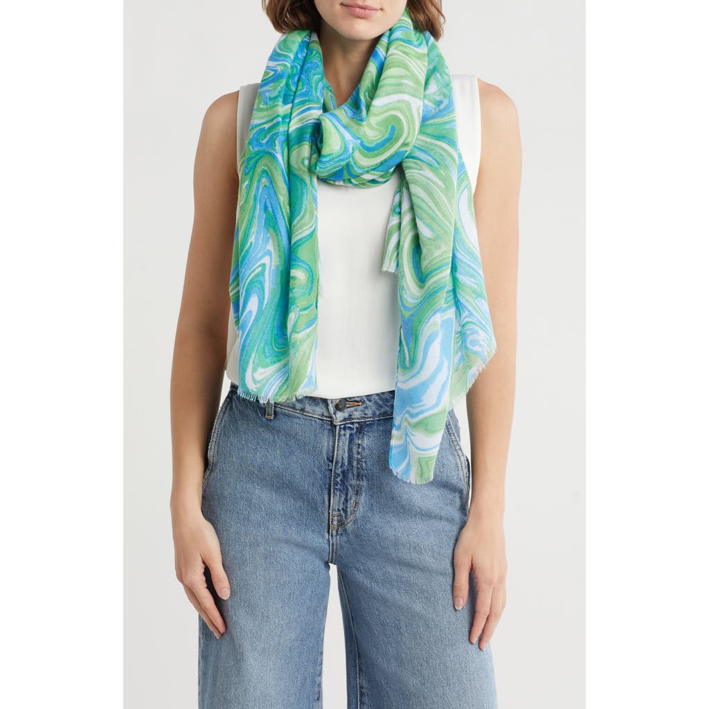 Area Stars Swirl Print Scarf In Green