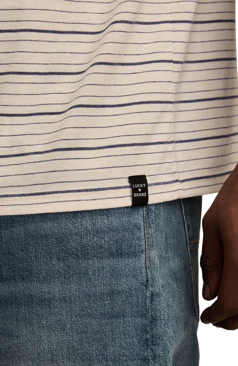 Lucky Brand Stripe Crewneck T-Shirt, Alternate, color, White