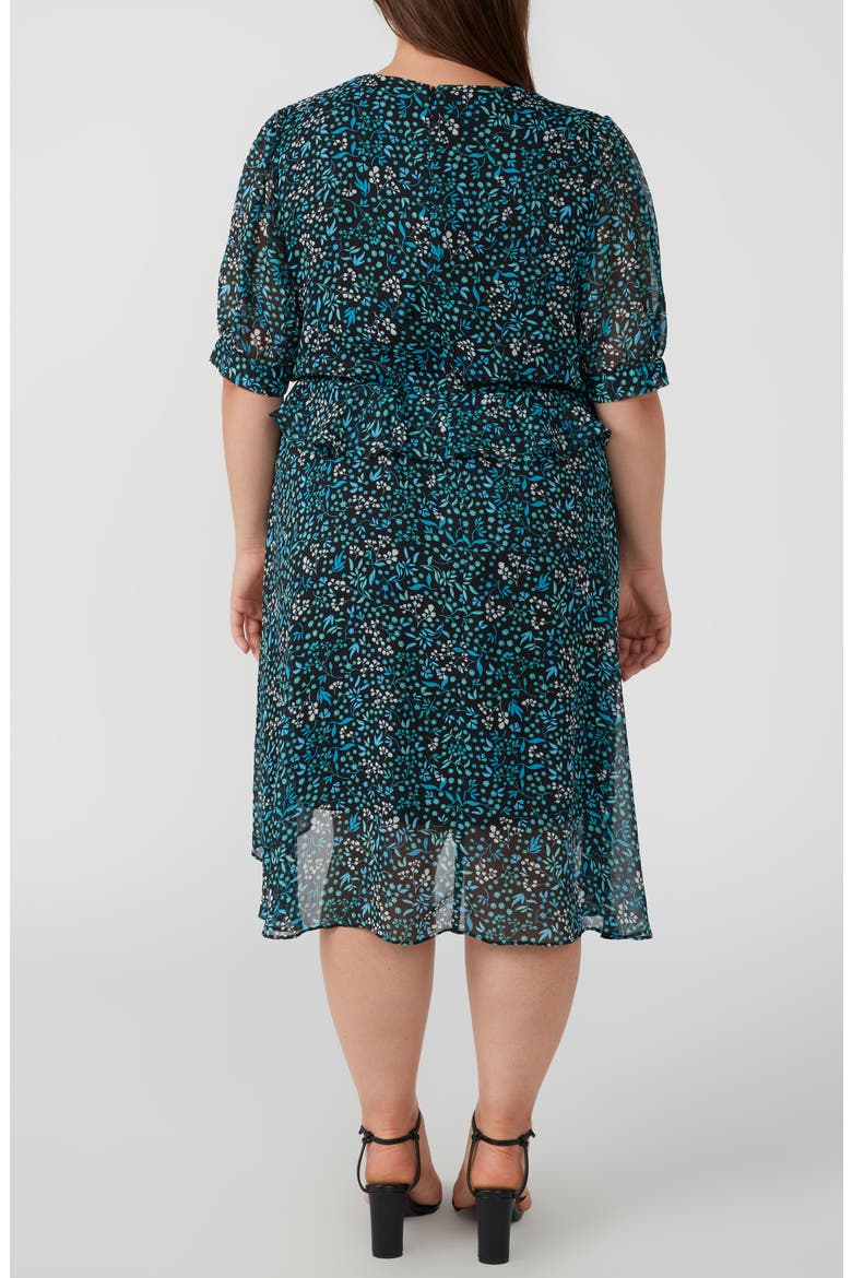 Diane Ruffle Floral Dress, Alternate, color, BLUE/ TURQUOISE