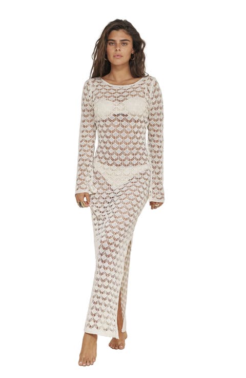 Rama Open Back Crochet Maxi Dress Cover-Up