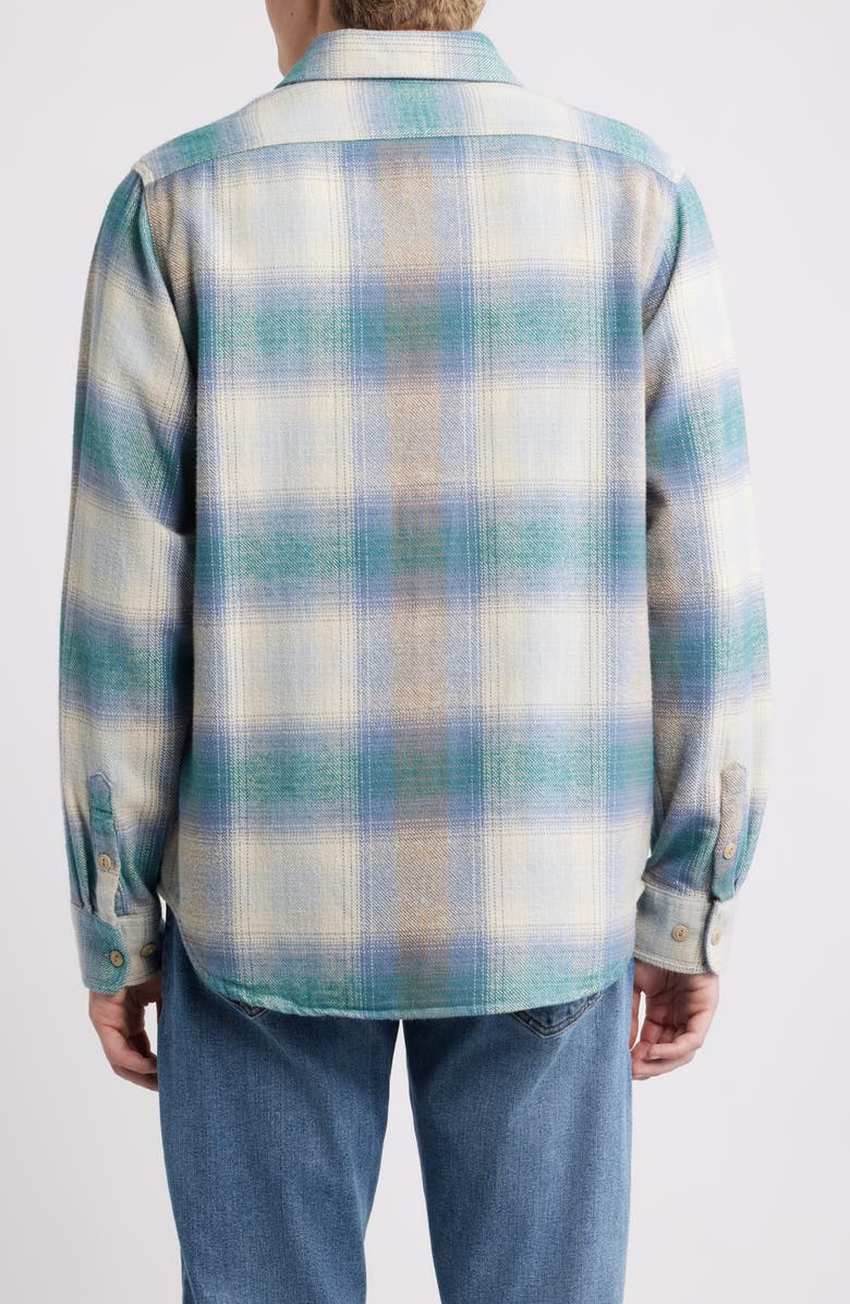 Schott NYC Plaid Flannel Button-Up Work Shirt, Alternate, color, Ocean