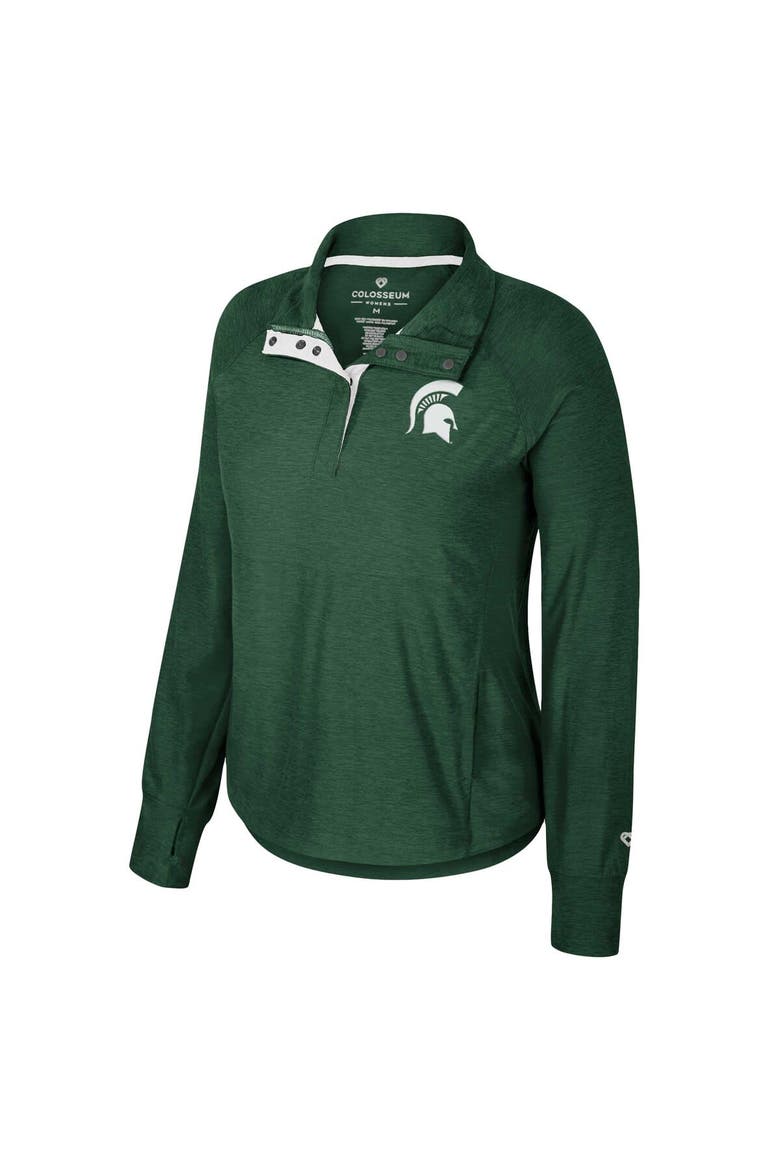 Women's Colosseum Green Michigan State Spartans Cressida Raglan Half-Snap Top, Alternate, color, Green