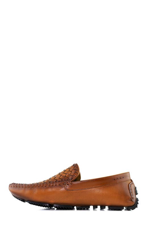 Marc Joseph New York Spring St Leather Venetian Weave Driver Loafer, Alternate, color, Cognac Basket Napa