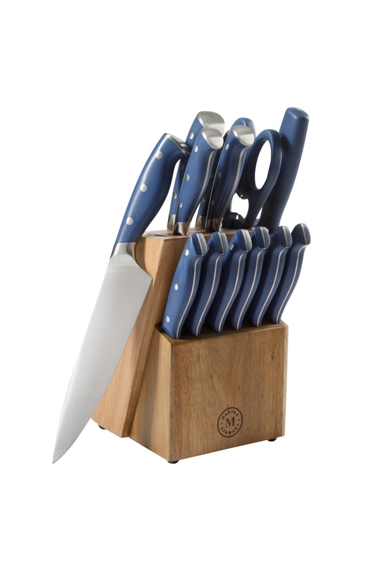Greeley 14-Piece High-Carbon Stainless Steel Knife Block Set, Main, color, Navy Blue
