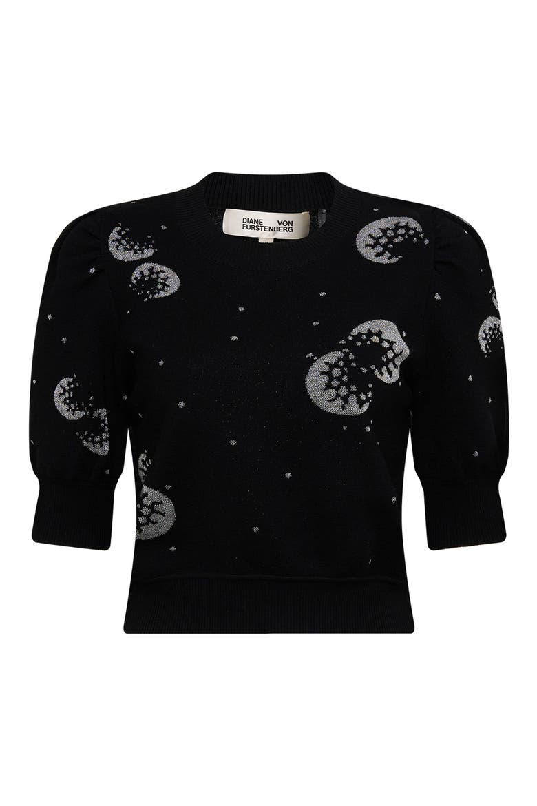 Willa Short Puff Sleeve Sweater, Alternate, color, MOON LANDING LG