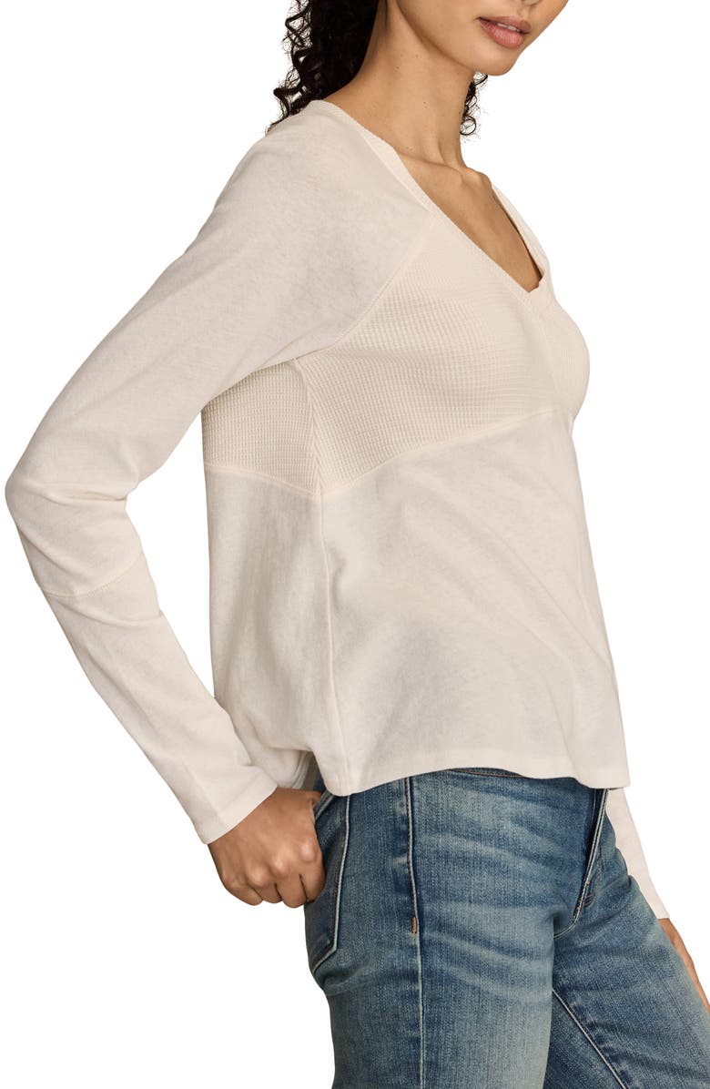 Lucky Brand Mixed Waffle Knit Cotton Top, Alternate, color, Whisper White