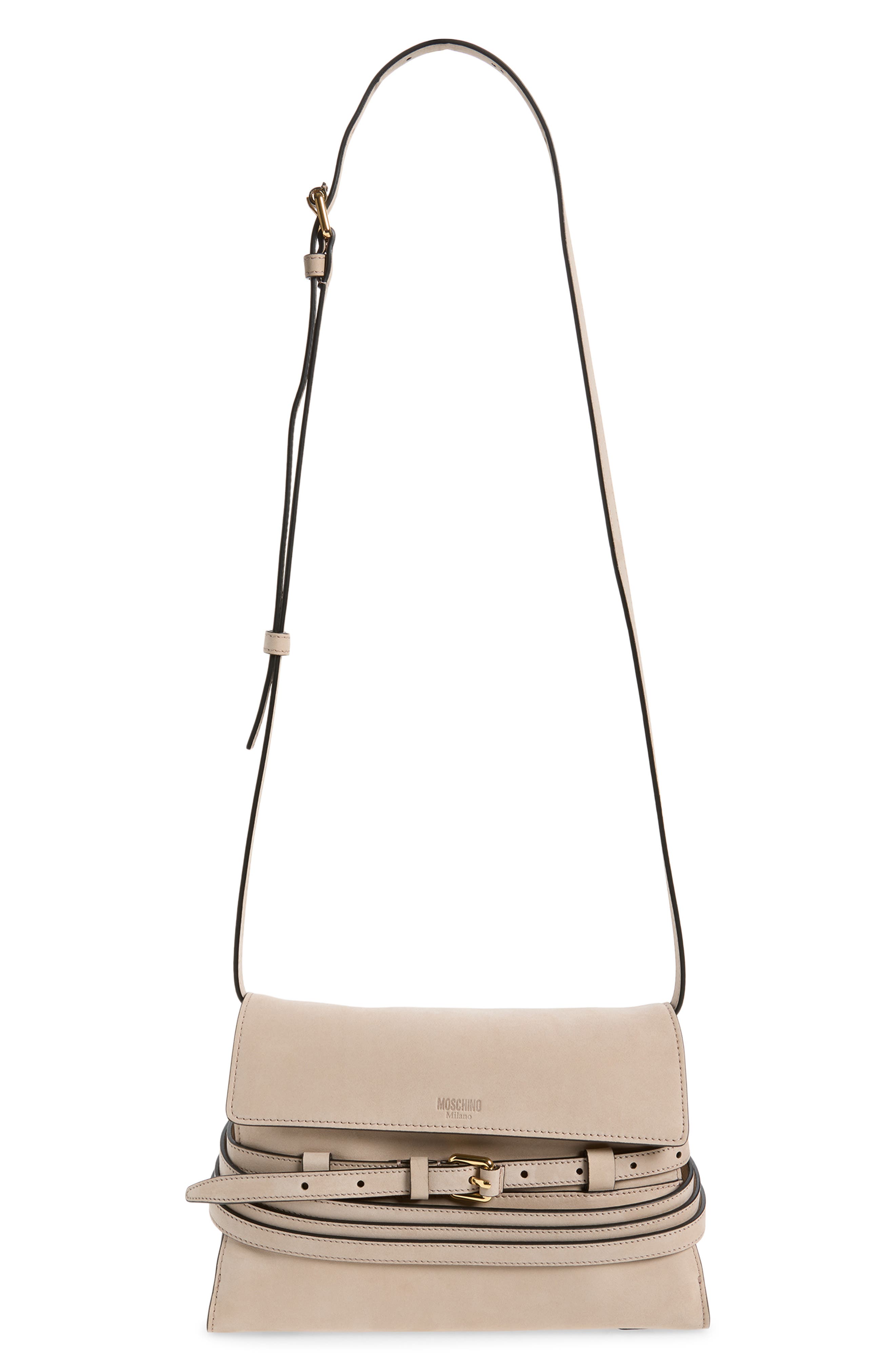Tie Me Nubuck Leather Crossbody Bag, Main, color, DOVE COLOUR