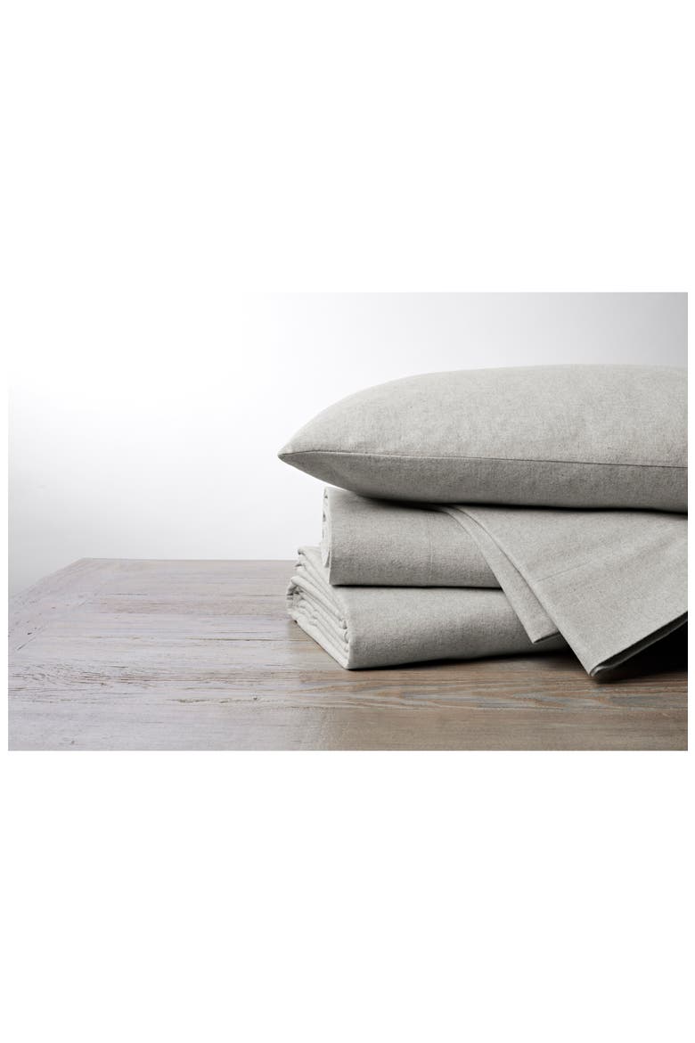 Cloud Brushed Organic Cotton Flannel Sheet Set, Main, color, PALE GRAY HEATHER