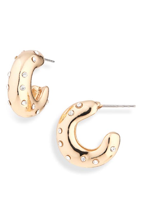 Crystal Stone Inlay Hoop Earrings