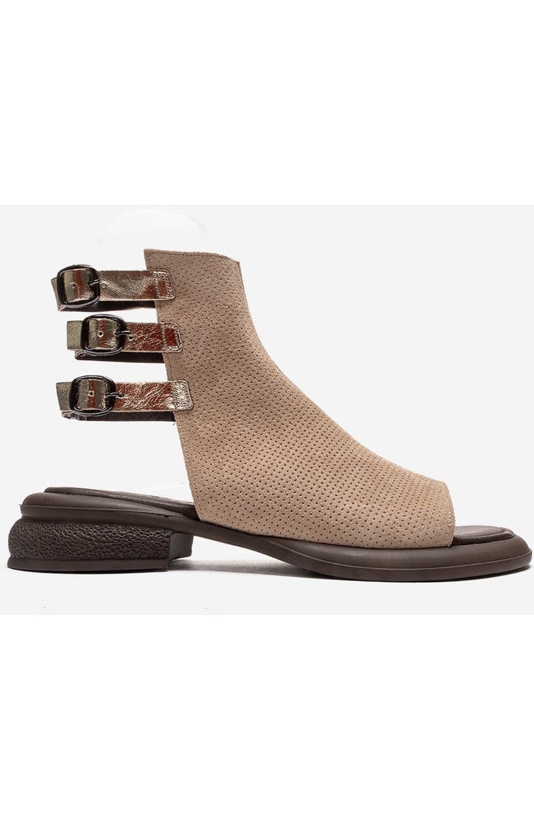 Forever & Always Shoes Carina Leather Side Zip Sandal, Alternate, color, Beige Suede