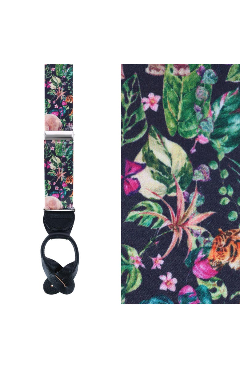 Trafalgar Animal Safari Silk Button End Suspenders, Main, color, Black