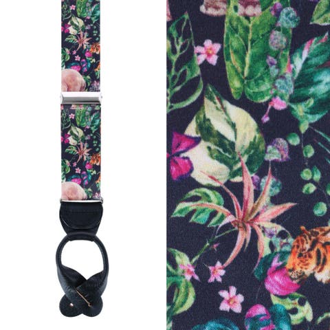 Animal Safari Silk Button End Suspenders (Braces)