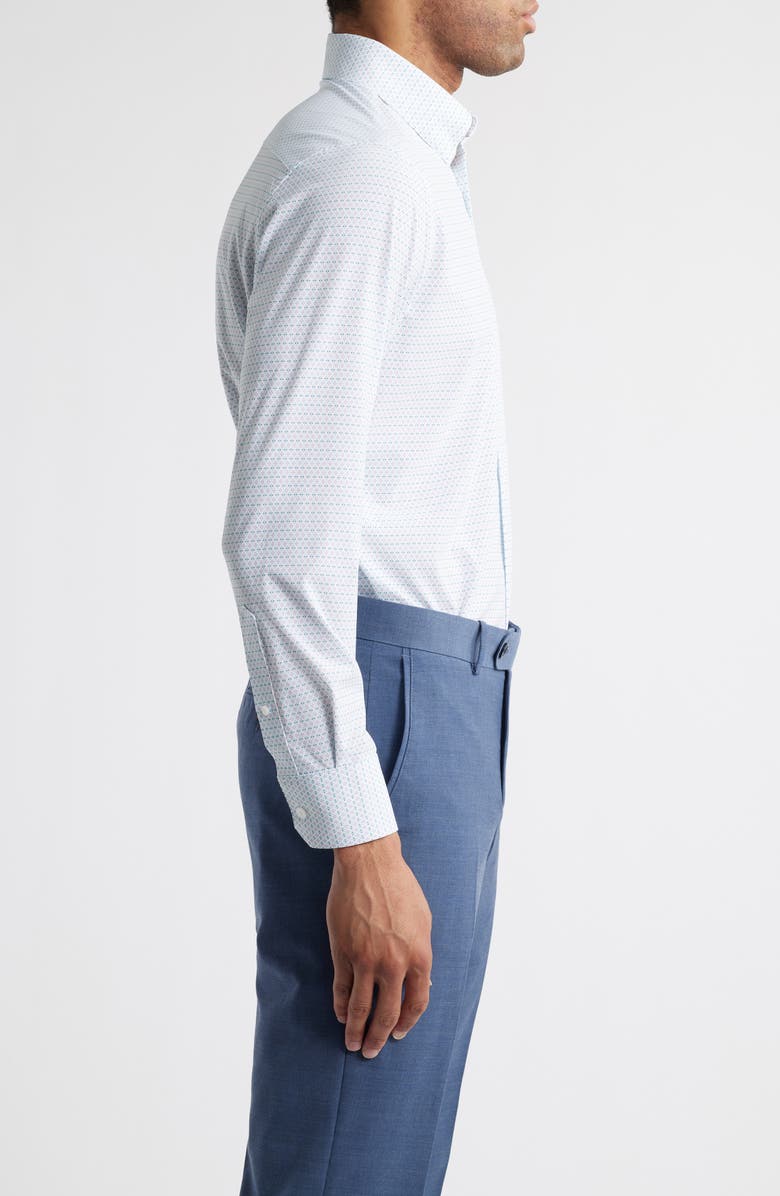 Mizzen+Main Leeward Trim Fit Micropattern Button-Up Shirt, Alternate, color, White Multi Mark
