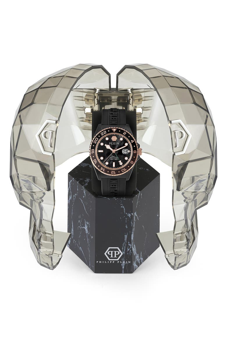 PHILIPP PLEIN GMT-I Challenger Silicone Strap Watch, 44mm, Alternate, color,