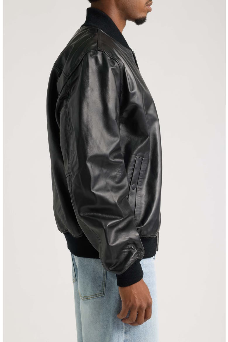 MA-1 Heritage Leather Bomber Jacket, Alternate, color, BLACK