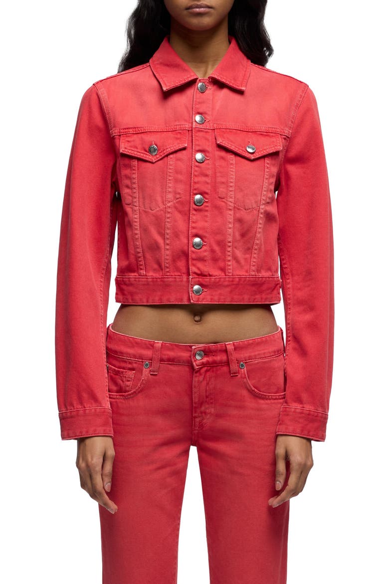 Shrunken Denim Jacket, Main, color, FLAME