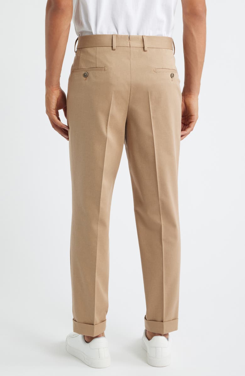 BOSS Peet Pleated Virgin Wool Dress Pants, Alternate, color, Medium Brown