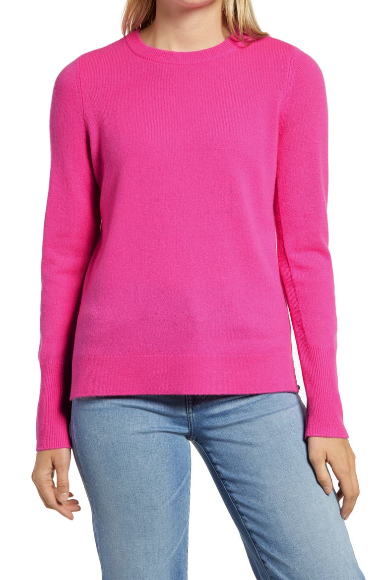 Crewneck Cashmere Sweater, Main, color, PINK FLASH