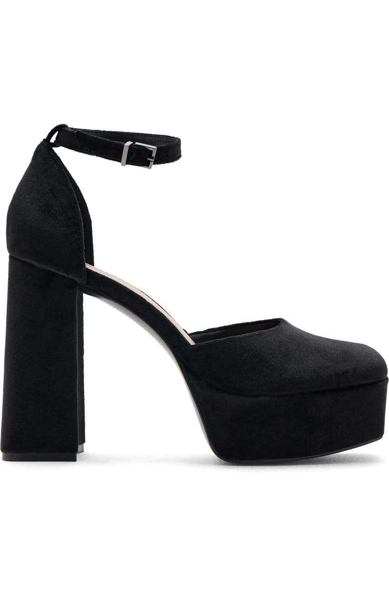 MANGO TEEN Velvet Ankle Strap Platform Pump, Alternate, color, Black
