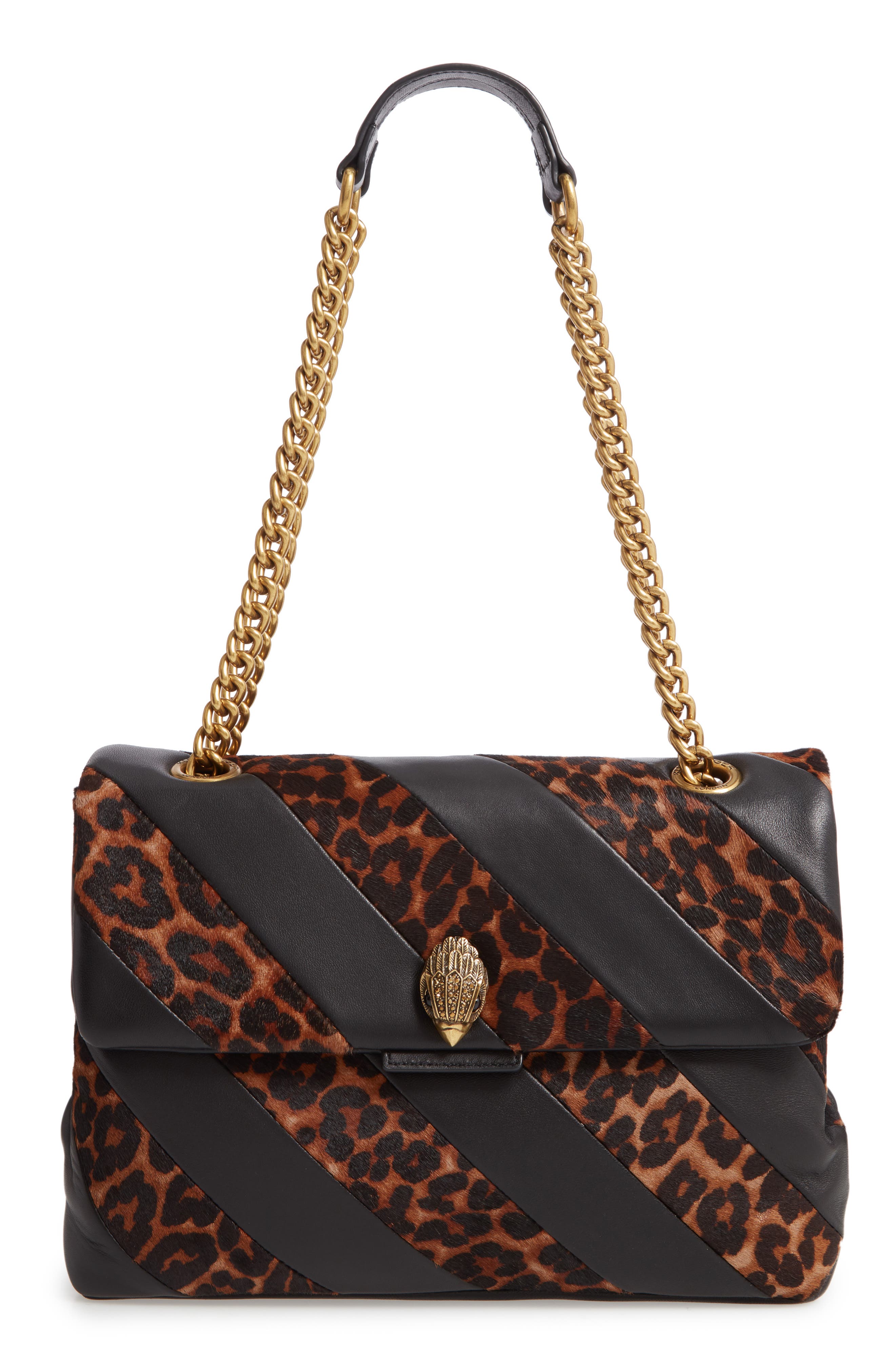 Leopard Faux Fur Soho Leather Shoulder Bag, Main, color, BLACK LEATHER/ CALF HAIR