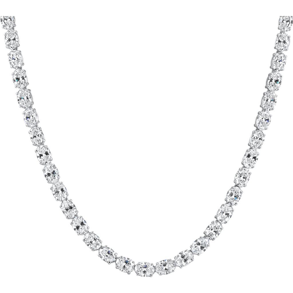 Bliss Diamond 53 Ct Tw Oval Diamond Tennis Necklace 17" 14k Gold Lab Grown In 14k White Gold