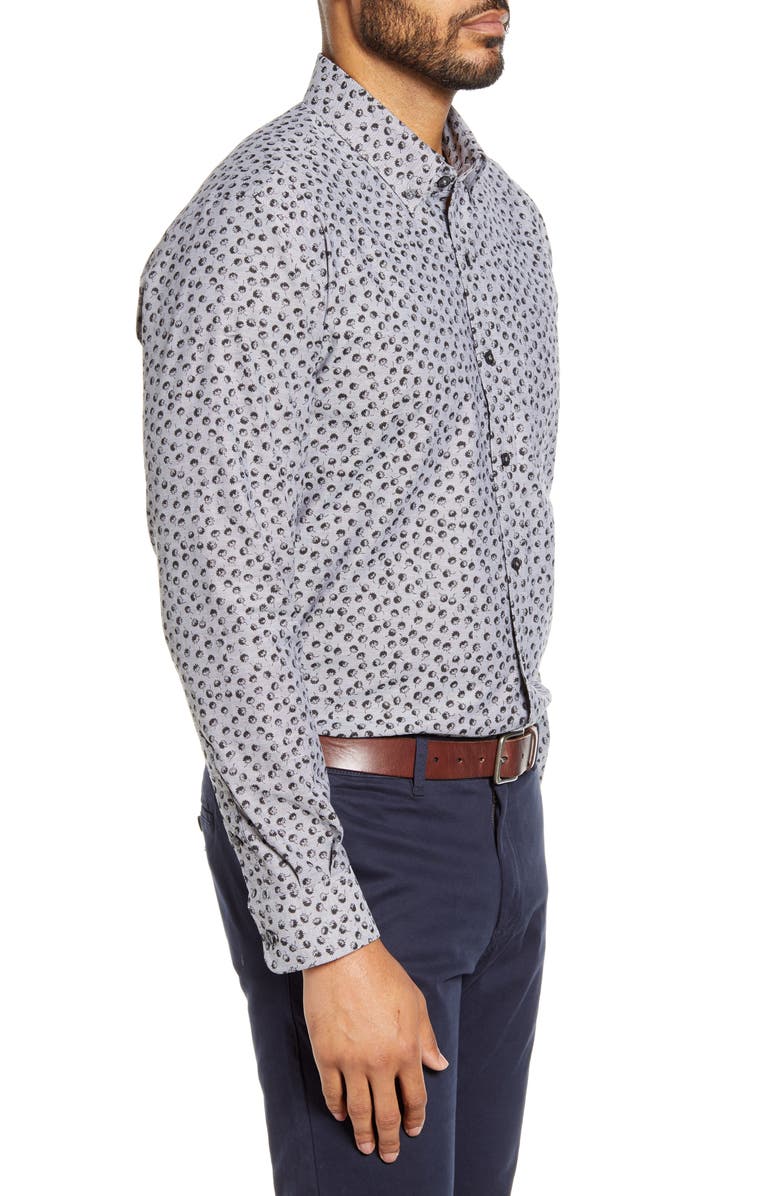 Cutter & Buck Anchor Classic Fit Tossed Print Button-Down Shirt, Alternate, color, 