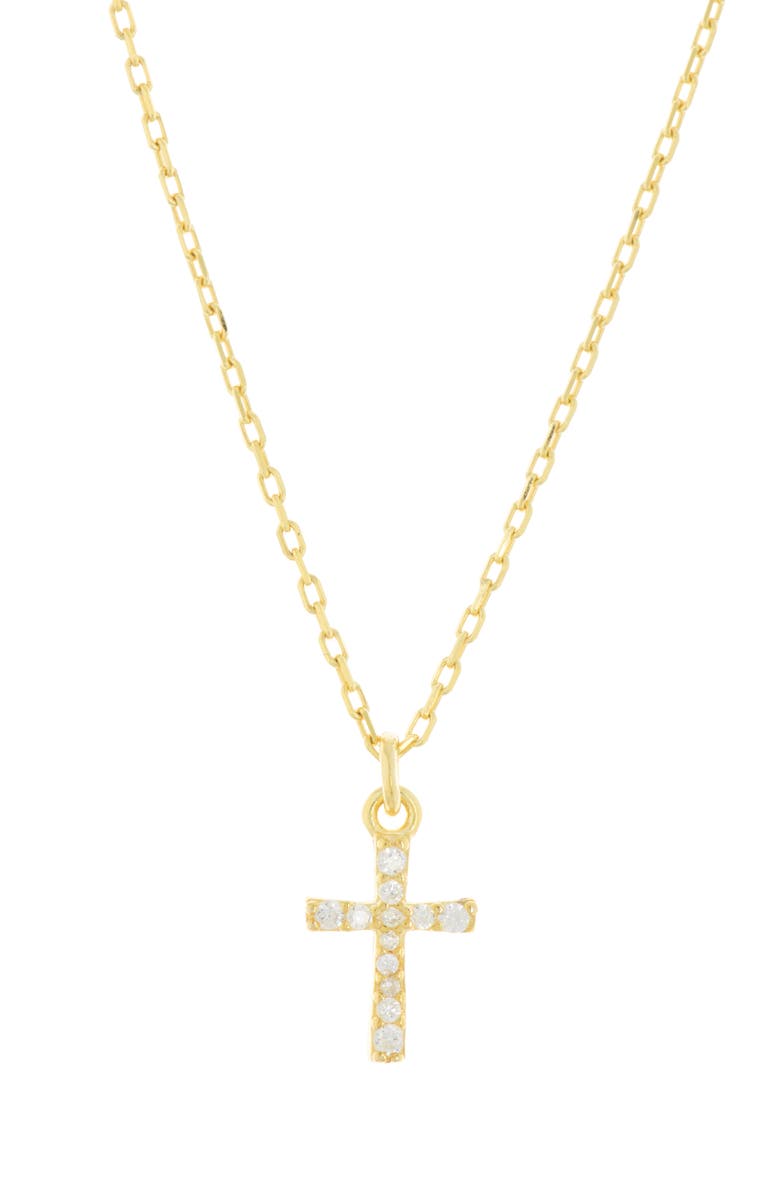 ARGENTO VIVO CZ Cross Pendant Necklace, Main, color, Gold