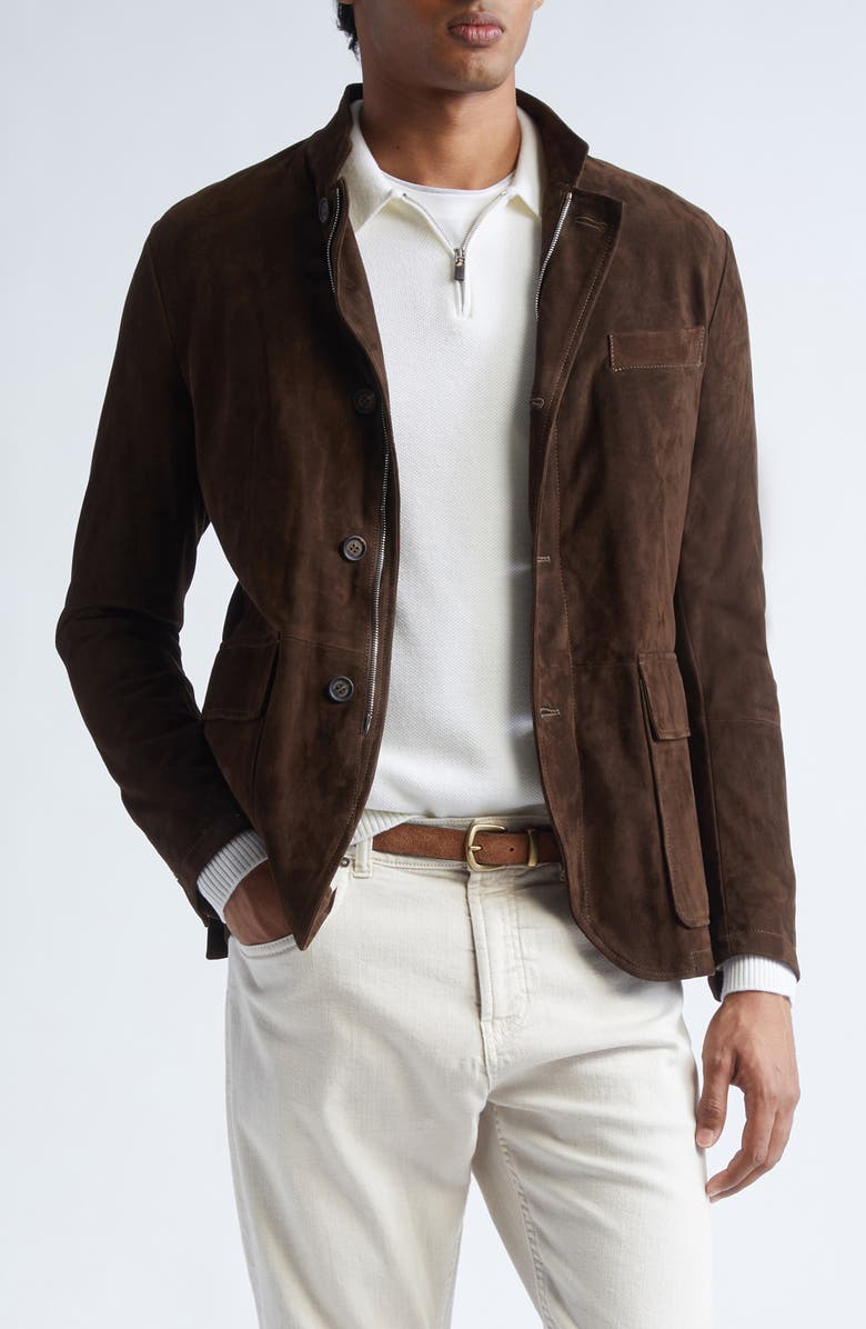 Eleventy Suede Jacket, Main, color, 25 Cocoa