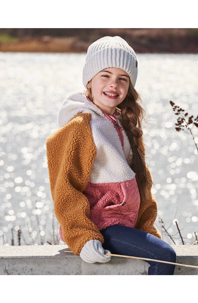 Deux par Deux Baby Girl's Mid-Season Colorblock Jacket Orange, Off-White, And Old Pink, Alternate, color,