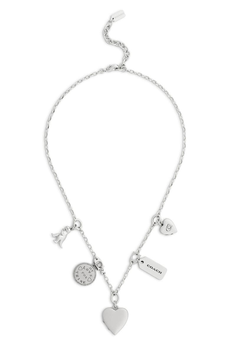 Heritage Charm Station Necklace, Alternate, color, SILVER