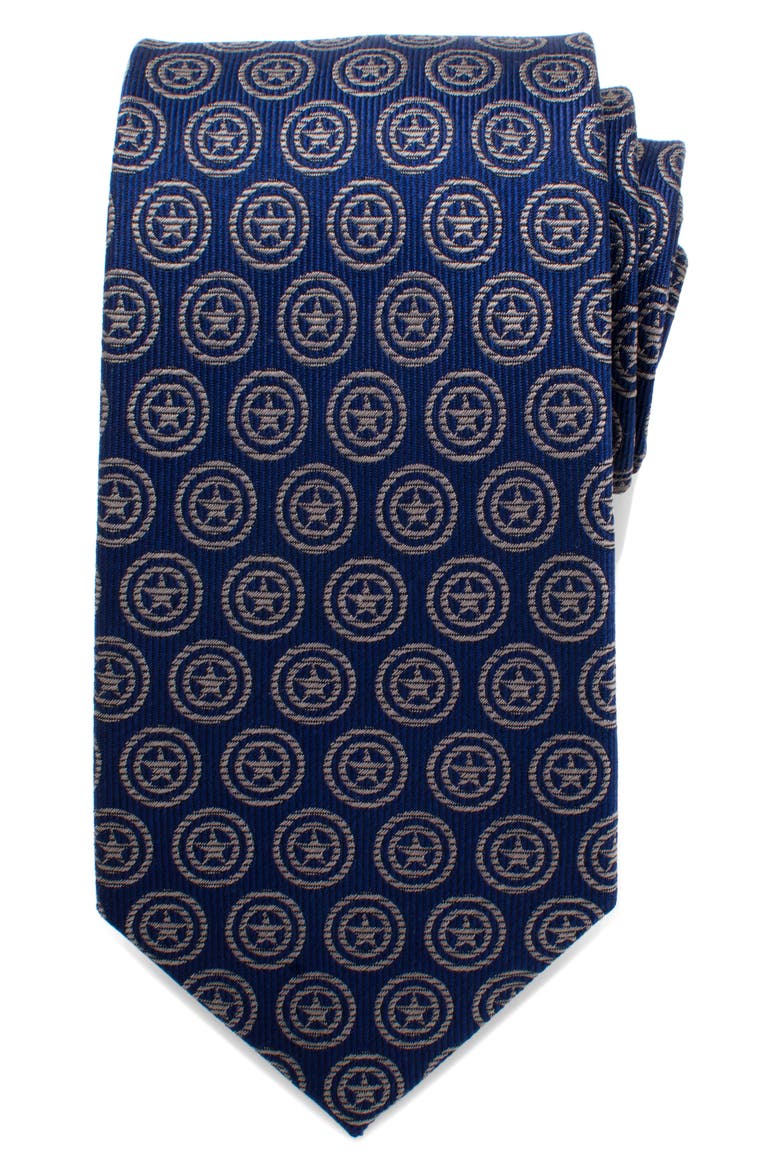 Captain America Shield Silk Tie, Main, color, BLUE
