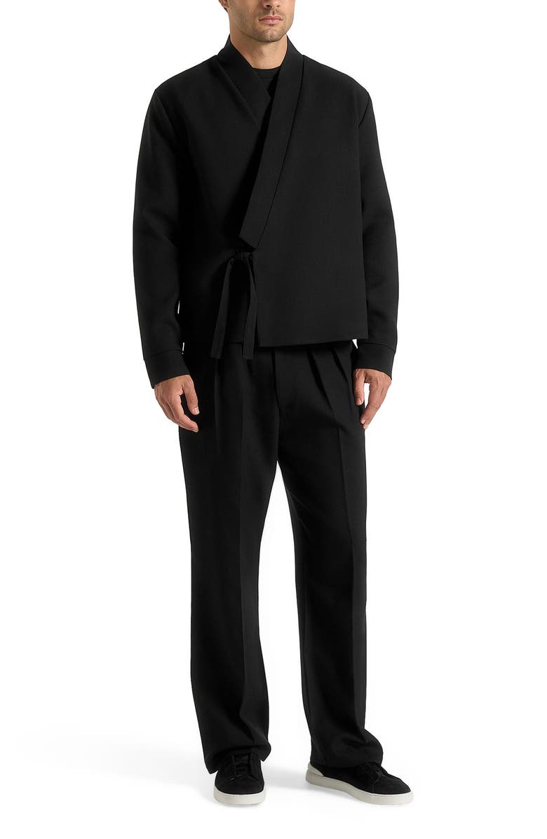 Manière De Voir Robin Textured Wrap Jacket, Main, color, Black