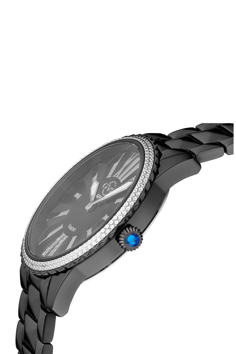 Siena Genuine Diamond Stainless Steel Bracelet Watch, 37mm - 0.038 ctw, Alternate, color, BLACK