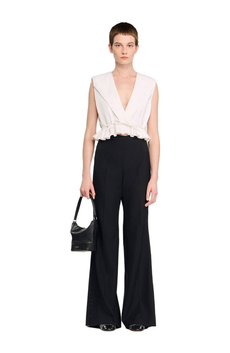 SANDRO Satin stripe suit trousers, Main, color, Black