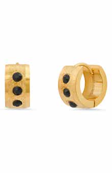HMY JEWELRY 18K Gold Plated Stainless Steel Cubic Zirconia 14mm Huggie Earrings