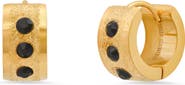 HMY JEWELRY 18K Gold Plated Stainless Steel Cubic Zirconia 14mm Huggie Earrings