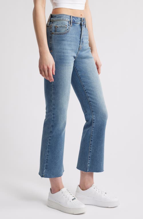 Hidden Jeans Raw Hem High Waist Crop Flare Jeans In Medium Wash