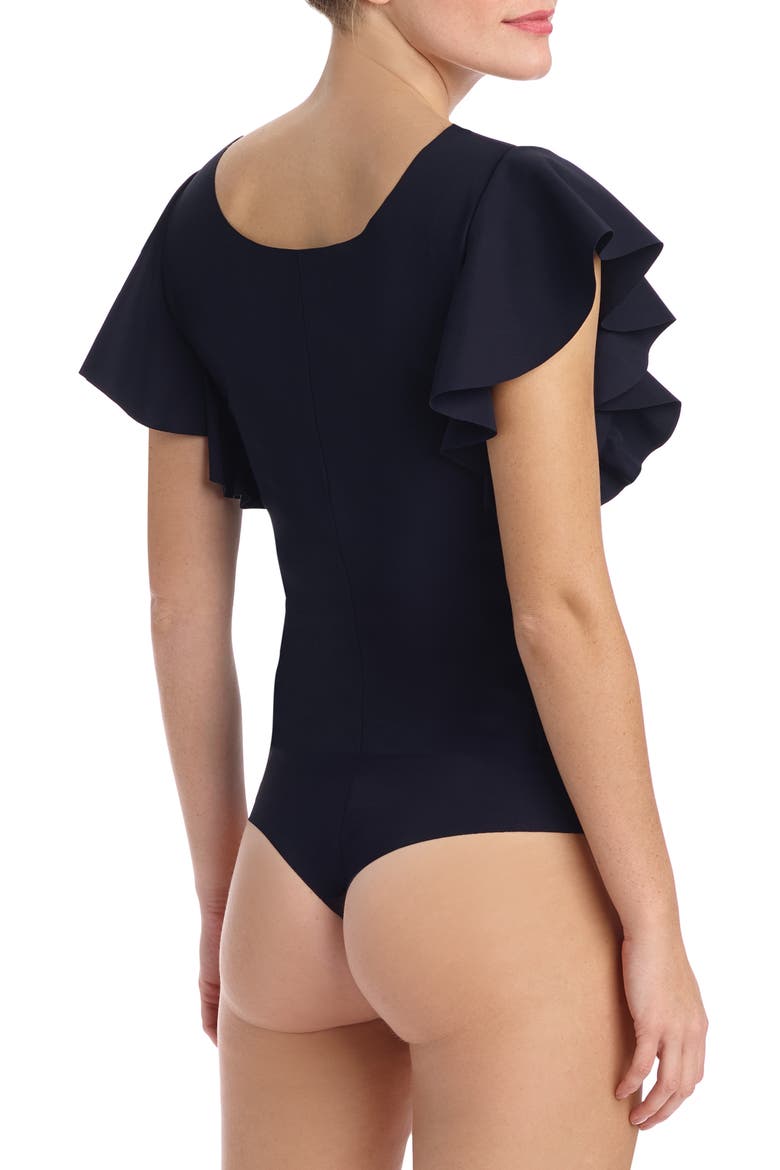 Ruffle Sleeve Bodysuit, Alternate, color, BLACK