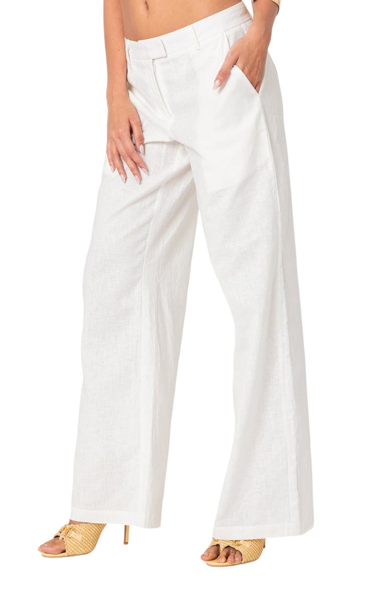 EDIKTED Arya Cotton Pants, Alternate, color, Cream