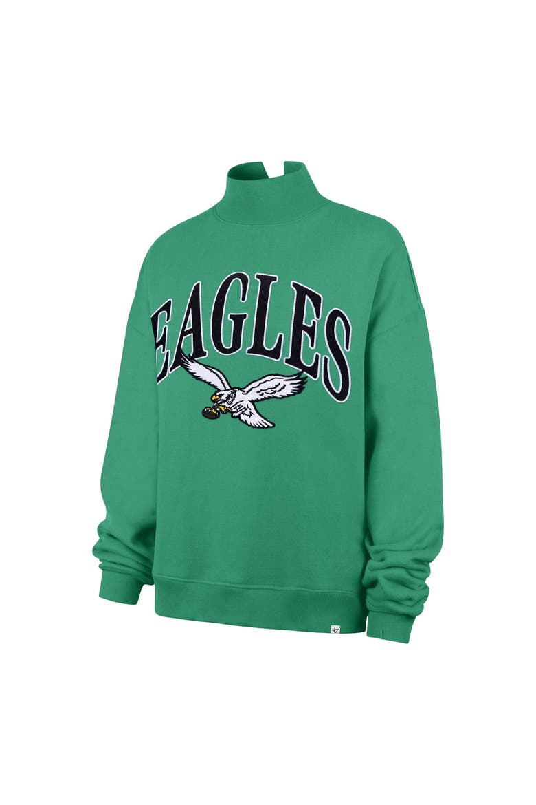 Women's '47 Kelly Green Philadelphia Eagles Oversized Vantage Mock Neck Sweatshirt, Alternate, color, Kelly Green