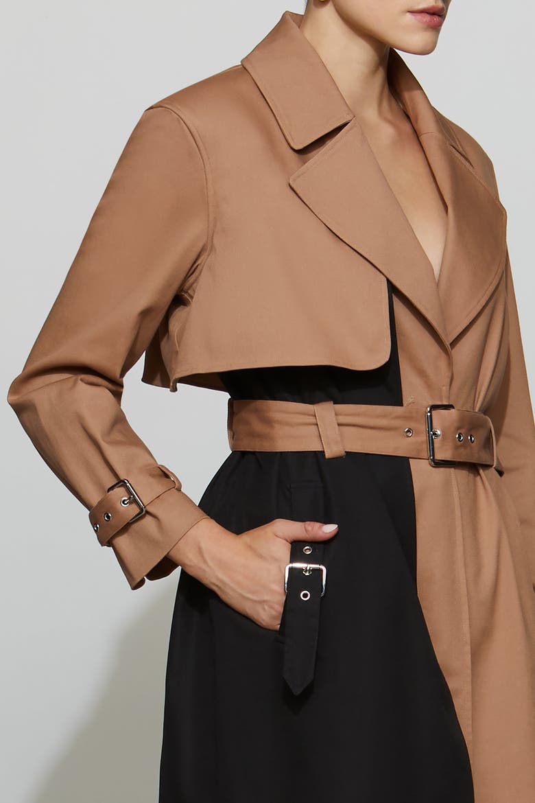 Ryder Trench Coat, Alternate, color, Camel/Black