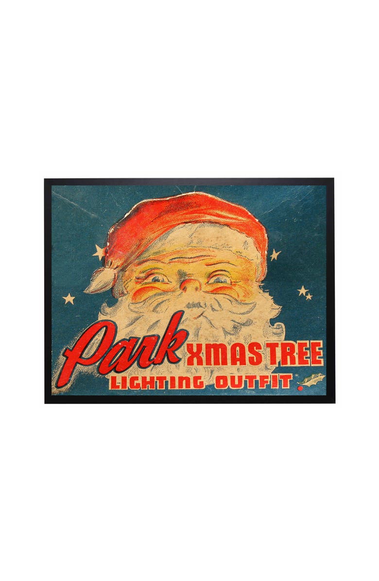 Antique Curiosities Vintage Santa Lighting Outfit Christmas Poster, Main, color, Blue