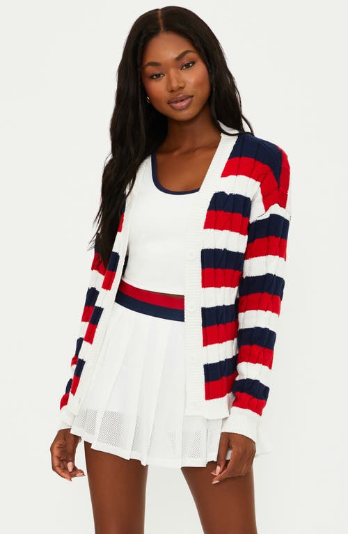 Beach Riot Sherry Striped Cardigan In Cherry Indigo Stripes