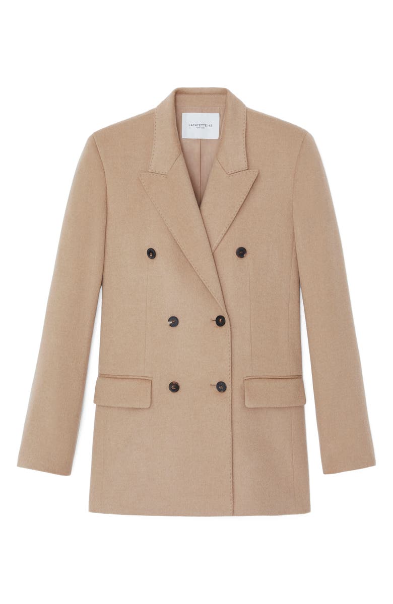 Lafayette 148 New York Trinity Double Breasted Camel Hair Blazer, Alternate, color, 