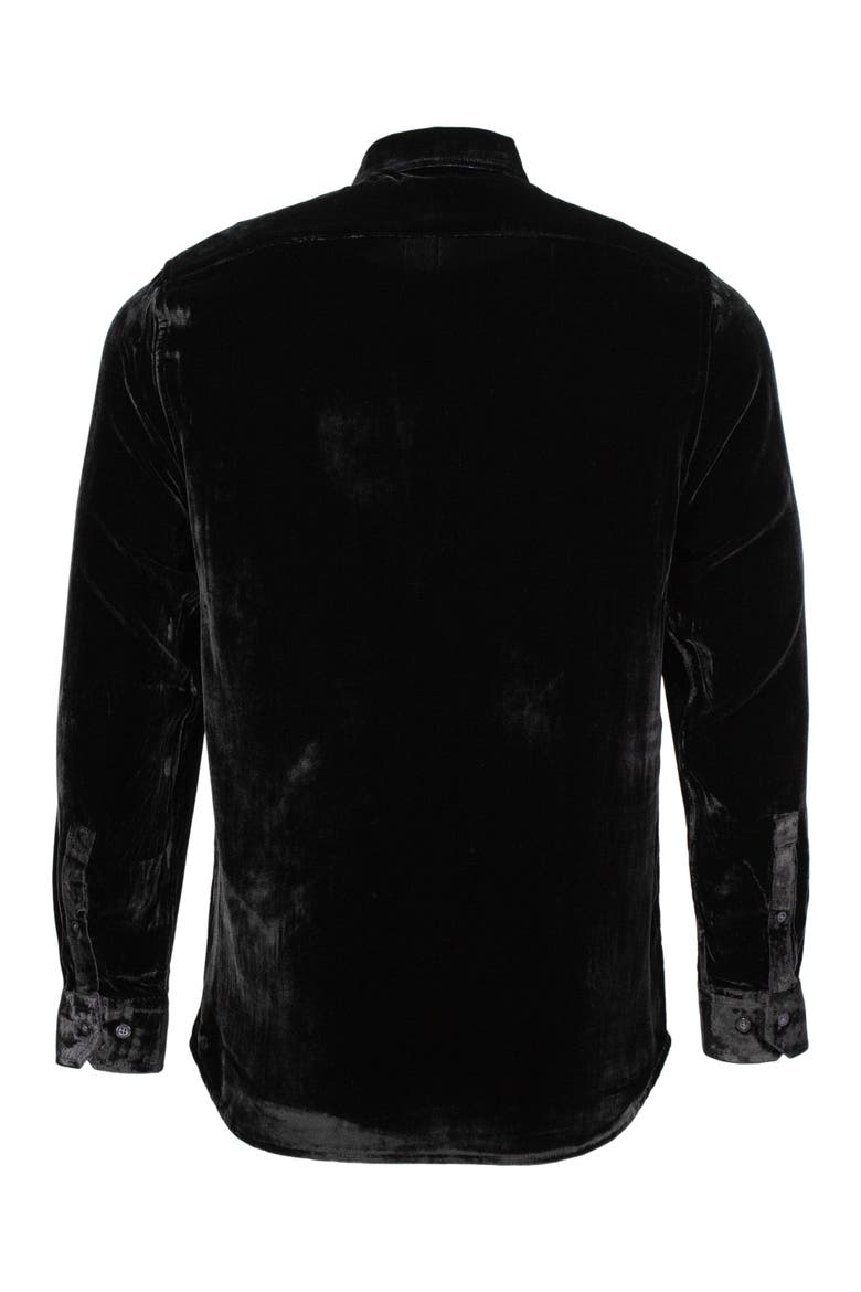 Ned Button-Up Velvet Shirt, Alternate, color, Black