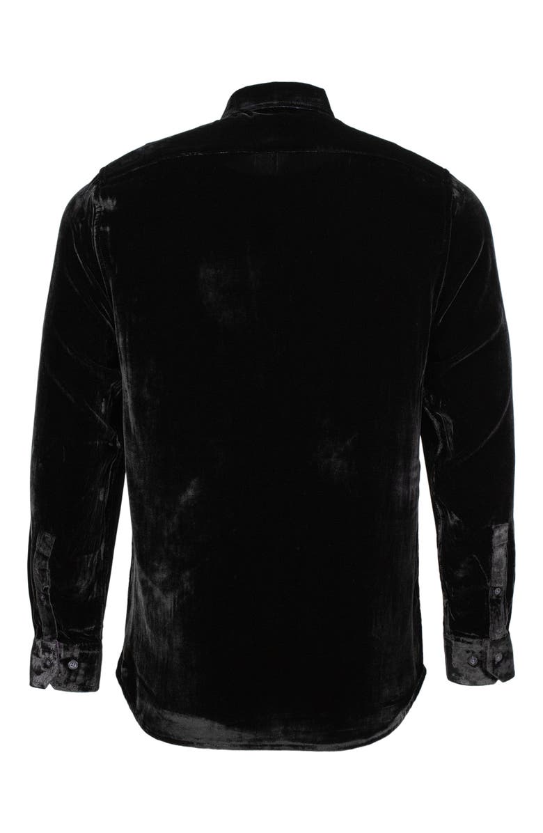 Lords of Harlech Ned Button-Up Velvet Shirt, Alternate, color, Black